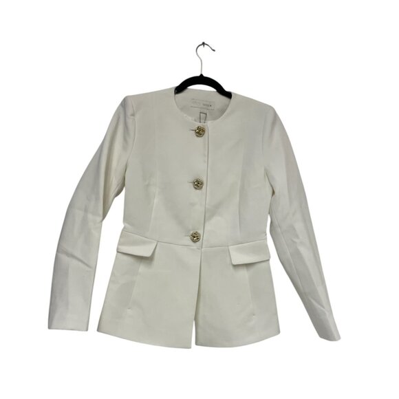 Zara Womens Blazer Suit Jacket M Medium Oyster White Gold Buttons 2399/593 NWT - Picture 2 of 16